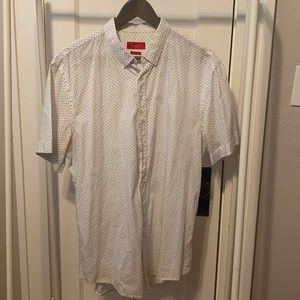 Zara Men’s SS Button Up Shirt White Dots SZ XL